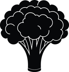 Broccoli Silhouette Vector - Fresh Black Vegetable Graphic Vector EPS File