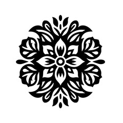 Elegant Black Floral Mandala Pattern Graphic Design Element