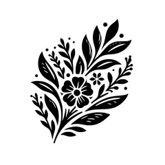 Elegant Minimalist Black & White Floral Graphic Illustration
