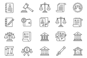 popular legal and law icons set