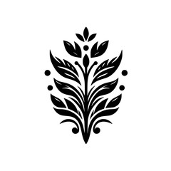 Elegant Black and White Stylized Floral Graphic Design Element