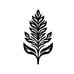 Elegant Black and White Stylized Plant Graphic with Dotted Texture