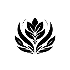 Stylized Black and White Floral Symbol for Branding and Design