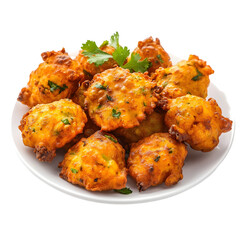 Delicious Crispy Corn Fritters Recipe on white background