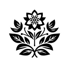 Elegant Symmetrical Black White Floral Botanical Graphic Design