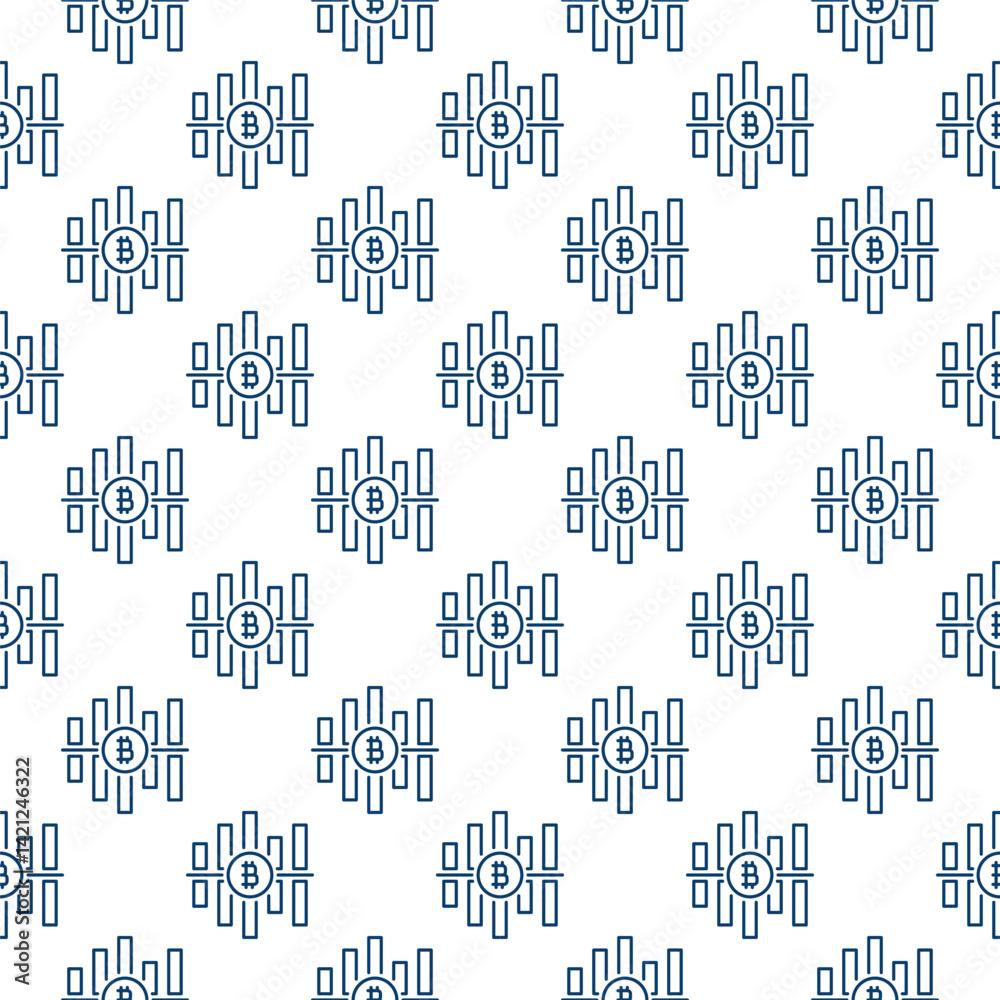 Poster bitcoin cryptocurrency graph vector crypto trading thin line seamless pattern
