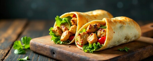 Delicious wraps filled with grilled chicken, fresh vegetables, and vibrant flavors.