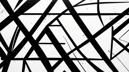 Abstract Geometric Black Lines on White