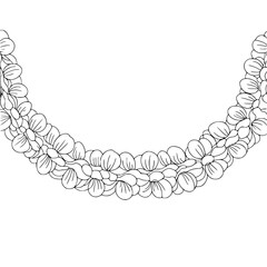 Minimalist Black and White Line Art Floral Garland Curve on White Background