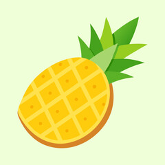 Stylized cartoon pineapple with a light green background, perfect for summer