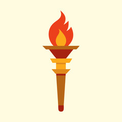 Stylized Olympic Torch with Burning Flame and Earthy Toned Colors Illustration