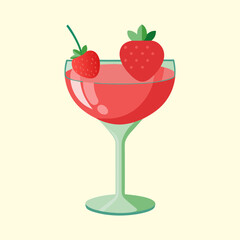 Stylized strawberry cocktail in elegant glass, perfect for summer celebration