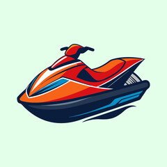 Naklejka premium Stylized Watercraft Illustration featuring Bold Colors and Dynamic Lines on Light Background