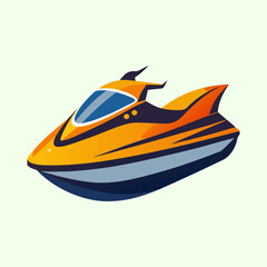 Naklejka premium Vector illustration of a futuristic styled jet ski on a pale background
