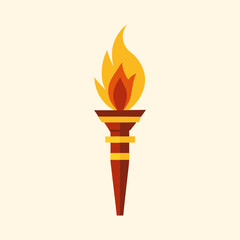 A stylized depiction of a burning torch with a simple geometric design