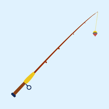 fishing rod brown yellow blue background clip art preview
