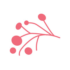 Minimal pink botanical element with round berries on stem. Ideal for floral decorations, nature-themed illustrations, or modern botanical vector compositions in creative projects.