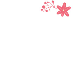 Minimal pink floral corner with leaves and small berries. Great for decorative frames, greeting cards, wedding invitations, or romantic design layouts needing soft natural details.