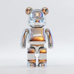 Polished chrome bear figurine, a collectible toy.
