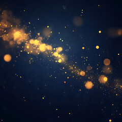 Fototapeta premium Abstract glowing golden particles in dark space, magical light effect background 