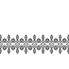 Elegant Black Line Art Border with Floral Leaf Pattern on White