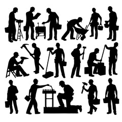 Obraz premium construction worker silhouette ,construction silhouette