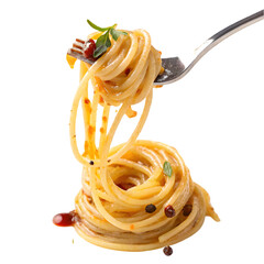 Delicious Spaghetti Aglio e Olio Recipe on transparent background