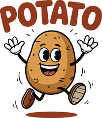 National potato day | potato day celebration | Happy Cartoon Potatoes and Bold Text | August 19 | A global tribute to nature's versatile treasure | Celebrate International Day of Potato