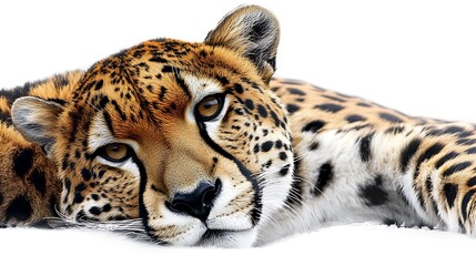Obraz premium Cheetah resting with white background. (5)