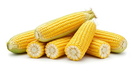 Fresh corn cobs on white. Brazilian food
