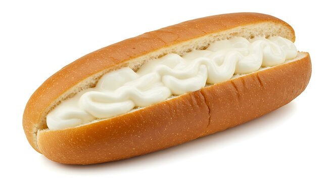 Isolated image of a hot holl topped with cream cheese white. Brazilian food