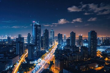 Crypto Trading Investment Background Urban Nightscape with Stunning Luminosity