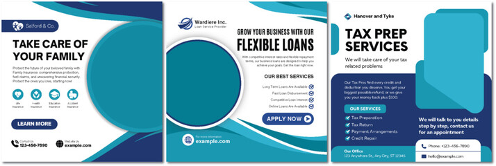 Comprehensive Financial Solutions Flyers: Insurance, Loans, Tax Preparation