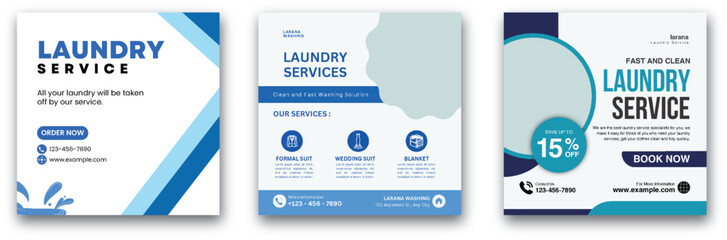Modern Laundry Service Promotion Flyers for Garment Care and Cleaning