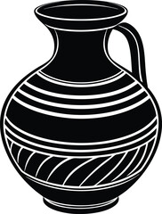 Clay Jar Silhouette Black Vector - Traditional Black Pottery Design