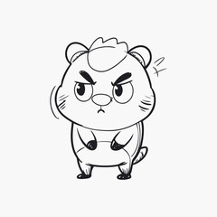 Angry Cartoon Hamster Character – Hand-Drawn Doodle Style