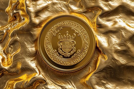 Brilliant Cardano Coin on Golden Textured Background � Affluence and Investment Strategy