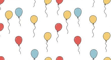 Childlike Hand-Drawn Red Balloons Floating Upwards