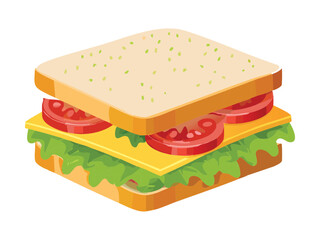 Sandwich Cheese Vegetables Food Snack - Vector Illustration