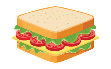 Sandwich Cheese Vegetables Food Snack - Vector Illustration