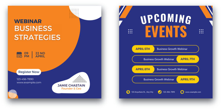Engage audiences with vibrant webinar and event announcements visuals