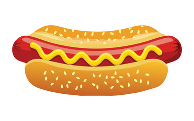 Hot Dog Sausage Food Snack - Vector Illustration