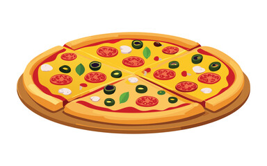 Cheese Pizza Food Snack - Vector Illustration