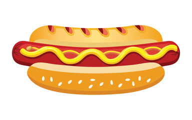 Hot Dog Sausage Food Snack - Vector Illustration