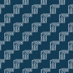 Smartphone with Bitcoin Money vector Online Cryptocurrency Earnings thin line seamless pattern