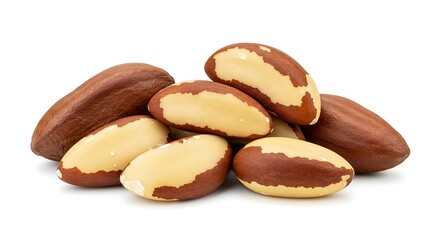 Obraz premium Brasil nuts in nutshell isolated on white background. Brazilian food