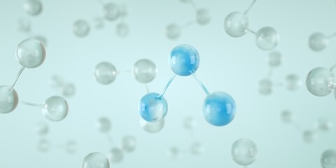 Chemical formula and molecular model of Ozone O3, O3 molecule