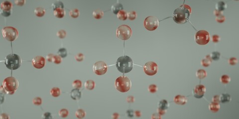 Chemical formula and molecular model of Methane CH4, CH4 molecule. One carbon atom and four...