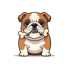 A cartoon boxer dog with a brown and white face
