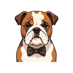 A cartoon boxer dog with a brown and white face